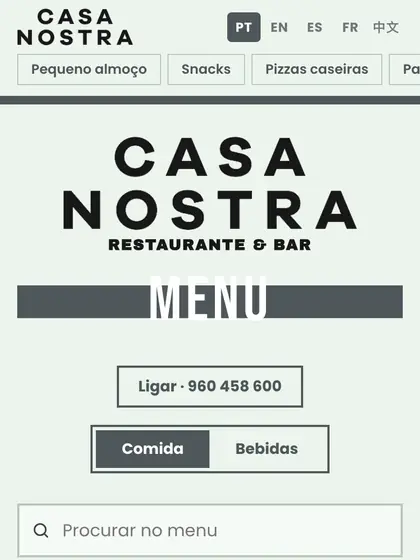 Menu digital de Casa Nostra