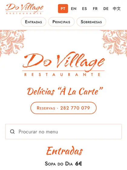 Menu digital de Do Village