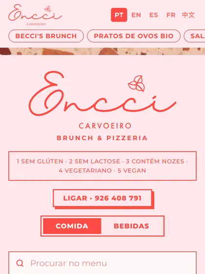 Menu digital de Encci