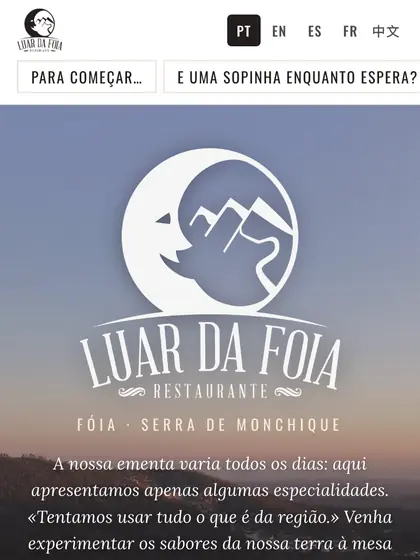 Menu digital de Luar da Foia