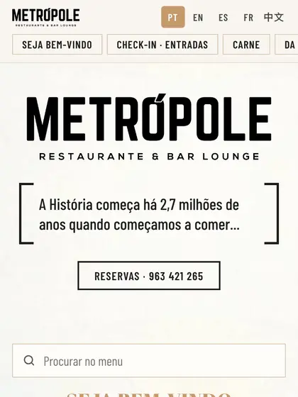 Menu digital de Metrópole