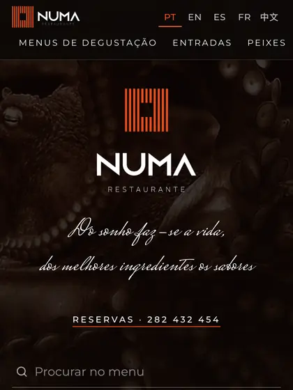 Menu digital de NUMA