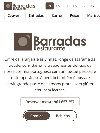 Menu digital de O Barradas