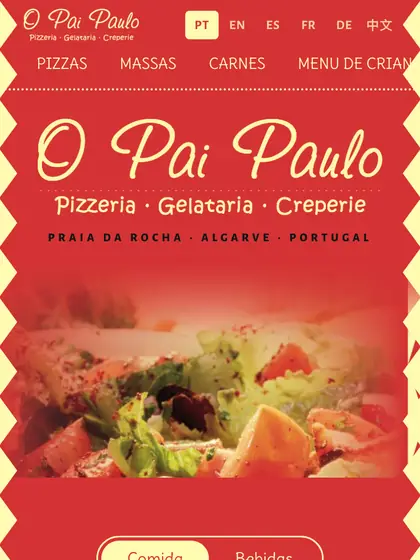 Menu digital de O Pai Paulo