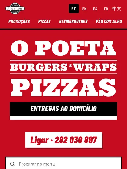 Menu digital de O Poeta