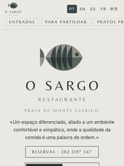 Menu digital de O Sargo